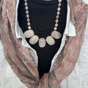 Rose Stone and Beaded Necklace and Earring Set NWT